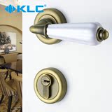 德国KLC欧式青古铜门锁室内仿古分体门锁陶瓷把手纯铜锁芯 米兰