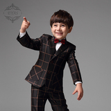 儿童钢琴晚礼服男童小西装韩版英伦风套装中大童格子西服童装2015