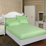 全棉布床笠素色单件纯棉纯色缎条床罩席梦思保护套床垫套 浅绿