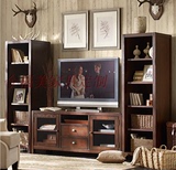 美式实木家具 客厅实木电视柜 组合电视柜 视听柜 电视背景墙定制