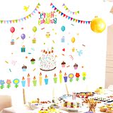 店玻璃橱窗西餐厅面包房儿童生日背景装饰墙贴纸贴画生日蛋糕蛋糕