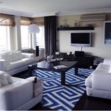 简约现代欧式宜家蓝色格子地中海客厅茶几沙发书房卧室手工地毯