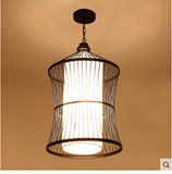 中式鸟笼灯现代简约餐厅吊灯客厅灯仿古装饰吊灯铁艺手绘灯笼灯具