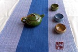手织粗布蓝染线色织花布小菱纹茶席布桌布抱枕沙发布料宽42cm