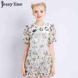 jessy line2016春装新款 杰茜莱两件套时尚印花短袖连衣裙 超短裙