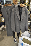 东大门男装代购 冬季帅气质简约纯色韩国西装男套装修身款潮外套
