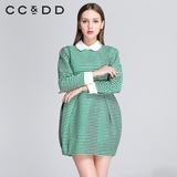 【惠】CCDD冬装专柜女装圆波点植绒提花高腰修身茧形连衣裙