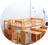 实木儿童家具多功能组合床带衣柜单人床男孩女孩半高床储物护栏床