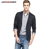 JackJones杰克琼斯男夏亚麻修身薄款针织休闲西装外套E|216208004