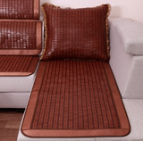 麻将席沙发垫定做竹凉席坐垫餐桌椅垫绣花布料包边防滑底座垫