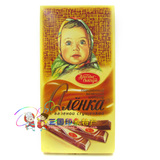 俄罗斯进口红色十月阿伦卡大头娃娃黑巧克力10条精装