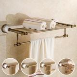 欧式卫生间全铜仿古浴巾架陶瓷复古毛巾杆卫浴室五金挂件玫瑰金色