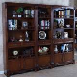 美式复古书架欧式雕花书房实木组合书柜落地展示置物架陈列柜家具