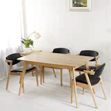 日式简约白橡木餐桌椅组合4/6人全实木长方形饭桌田园风餐台包邮