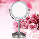 带灯化妆镜欧式美容梳妆镜便携移动双面LED灯镜台式结婚镜子