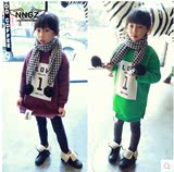 韩版秋冬女童外套2015童装新款儿童宝宝加厚绒中长款套头休闲卫衣