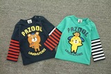 三件包邮ZOOMIC副牌PAZOOL原单动物园2015秋款彩色条纹袖薄款T恤