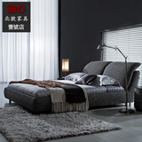 日式北欧宜家布艺床简约现代布床双人床1.5 1.8M婚软床可拆洗布床