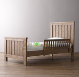 美式乡村实木复古橡木法式1.2/1.5米儿童床单人床定制外贸出口