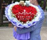 全国上海鲜花速递同城上门送花情人节预定生日求婚99朵红玫瑰礼盒