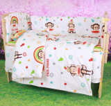 D8G双胞胎婴儿床无漆摇篮双人加木游戏带蚊帐宝床