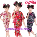 新款儿童民族演出服中国风大红印花表演服舞台合唱服女装促销中