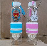 新品韩国创意玻璃杯柠檬叮当机器猫兔子kt便携透明玻璃水杯子带盖