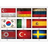 [整张]贝光24 复古国旗德国韩国意大利西班牙个性防水旅行箱贴纸