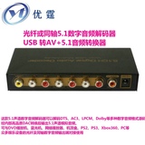 光纤转5.1音频解码器USB转AV电视TV转换器多媒体播放器5.1解码器