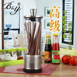 B&Y日式创意不锈钢筷子筒玻璃筷笼双筒架带盖沥水餐具桶厨房用品