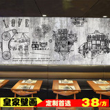 3d立体金属素描机械零件大型壁画餐厅咖啡厅酒店工业风墙纸壁纸