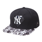 MLB棒球帽NY洋基队秋冬款男女运动休闲帽可调节平沿帽黑色嘻哈帽