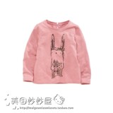 现货！英国next代购童装 春 正品女童粉色卡通兔子长袖T恤上衣