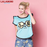 LALABOBO 夏季新款 猫小萌LB肥版T恤  宽松  休闲 T恤