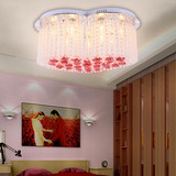 浪漫时尚LED心形灯炫彩新婚卧室客厅房间陶瓷玫瑰花LED水晶吸顶灯