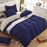 纯色床上用品简约四件套素色双拼被单床单枕头套装四件套