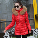 2015新款棉衣女冬装外套中长款加厚修身韩版学生棉服大码毛领棉袄
