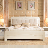 韩式田园床白色实木床1.5m公主床双人床1.8米成人婚床储物高箱床