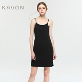 Kavon/卡汶 2016夏品牌中长款棉无袖可调节吊带打底背心连衣裙女