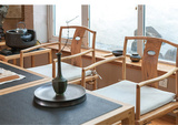 人气老榆木免漆新中式现代茶椅圈椅实木 禅椅官帽椅 茶桌组合家具