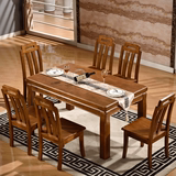 实木餐桌椅组合全橡木餐桌长方形中式西餐桌6人简约现代不可伸缩