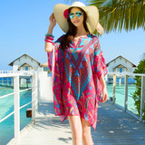 夏海边度假沙滩裙泰国旅游必备民族风短裙胖mm雪纺连衣裙显瘦大码