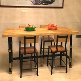 欧式铁艺实木餐桌椅组合做旧会议办公桌电脑书桌复古铁艺长方桌子