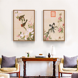 现代新中式客厅装饰画花鸟国画卧室餐厅走廊壁画三联沙发背景挂画