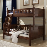 宜捷家居 全实木美式儿童床双层床子母床高低床床上下铺组合床