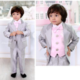 韩国进口正品儿童礼服正装代购男孩宝宝生日花童西装粉马甲四件套