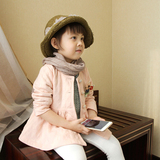 【安娜】2016春款 韩版中长女童装纯棉粉色中厚柔软大衣风衣外套