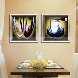 迷情酒杯欧式现代简约手工餐厅油画纯手绘装饰画组合有框抽象挂画