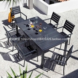 铁艺宜家室外桌椅组合创意家具 实木庭院休闲户外露天餐桌椅7套件