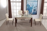 小户型钢化玻璃实木时尚简约现代伸缩折叠餐桌餐椅组合套装特价